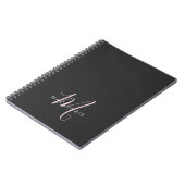 Elegantes, modernes Schwarz-Rosa-Script-Monogramm Notizblock (Linke Seite)