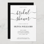 Elegantes modernes Schwarz-Weiß-Brautparty Einladung (Vorne/Hinten)