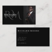 Elegantes modernes Schwarz-Weiß-Foto Mit Monogramm Visitenkarte (Vorne/Hinten)