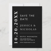 Elegantes modernes Schwarz-Weiß-Foto Save The Date (Vorderseite)