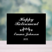 Elegantes modernes Schwarz-Weiß-Happy-Rente Acrylschild (Neutral)