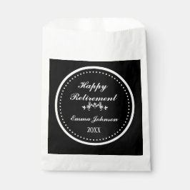 Elegantes modernes Schwarz-Weiß-Happy-Rente Geschenktütchen