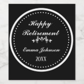 Elegantes modernes Schwarz-Weiß-Happy-Rente Weinetikett (Einzelnes Label)