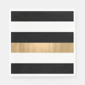 Elegantes, modernes Schwarz, Weiß und Gold gestrei Serviette (Vorderseite)