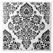 Elegantes, modernes Schwarz-weißes Damask-Muster Fliese (Vorderseite)