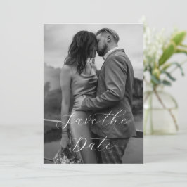 Elegantes, modernes Schwarz-weißes Foto Save The Date