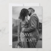 Elegantes, modernes Schwarz-weißes Foto Save The Date (Vorderseite)