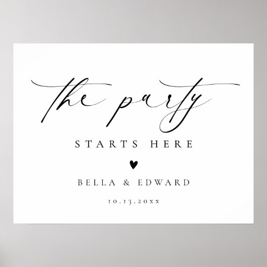 Elegantes, modernes Schwarz-weißes Hochzeitssymbol Poster (Vorne)