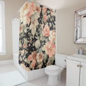 Elegantes, modernes Schwarzes Blumenmuster Duschvorhang (Beispiel)