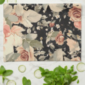 Elegantes, modernes Schwarzes Blumenmuster Geschirrtuch (Gefaltet)