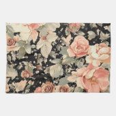 Elegantes, modernes Schwarzes Blumenmuster Geschirrtuch (Horizontal)