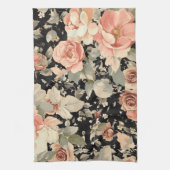 Elegantes, modernes Schwarzes Blumenmuster Geschirrtuch (Vertikal)