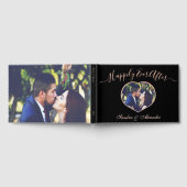 Elegantes, modernes Schwarzes Foto Herz Custom Wed Gästebuch (Voll)