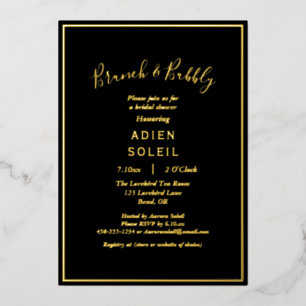 Elegantes modernes schwarzes Gold-Braut-Brunch- un Folieneinladung