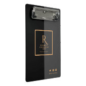 Elegantes, modernes Schwarzes Gold Mit Monogramm Mini Klemmbrett (Schrägansicht)