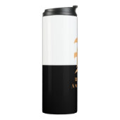 Elegantes, modernes Schwarzes Gold Mit Monogramm Thermosbecher (Nach links gedreht)