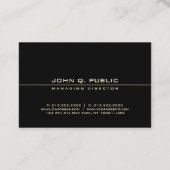Elegantes modernes schwarzes Goldberufliche Visitenkarte (Rückseite)