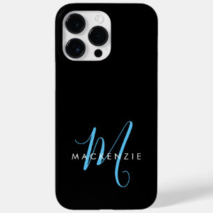 Elegantes modernes schwarzes Himmelblau-Script-Mon Case-Mate iPhone 14 Pro Max Hülle