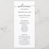 Elegantes, modernes Schwarzes Hochzeitsprogramm Programm (Vorderseite)