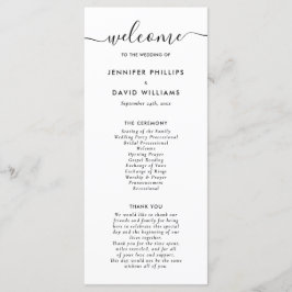 Elegantes, modernes Schwarzes Hochzeitsprogramm Programm
