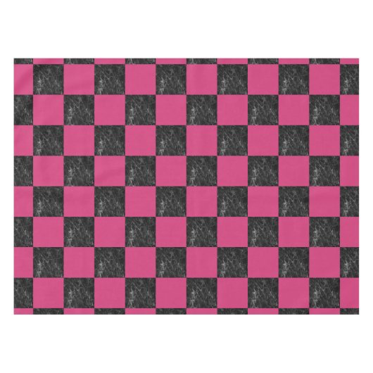 Elegantes modernes schwarzes MarmorPink kariert Tischdecke (Vorderseite (Horizontal))