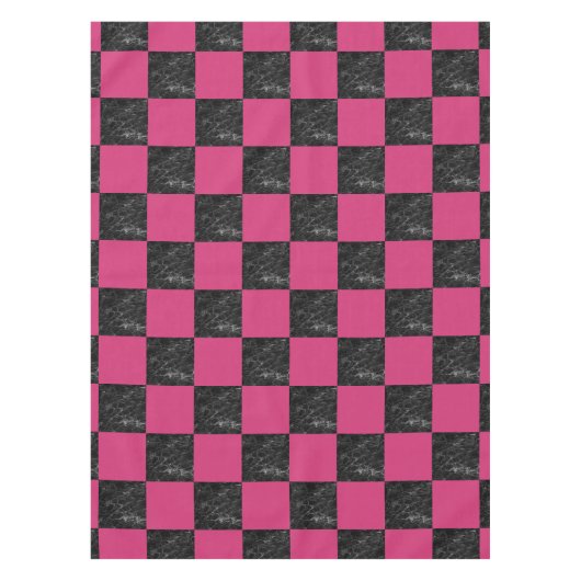 Elegantes modernes schwarzes MarmorPink kariert Tischdecke (Vorderseite)