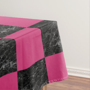 Elegantes modernes schwarzes MarmorPink kariert Tischdecke
