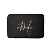 Elegantes, modernes Schwarzes Script Monogram Badematte (Vorderseite)