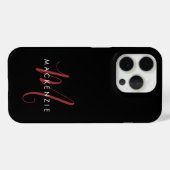 Elegantes, modernes Schwarzes Script Monogram Case-Mate iPhone Hülle (Rückseite (Horizontal))