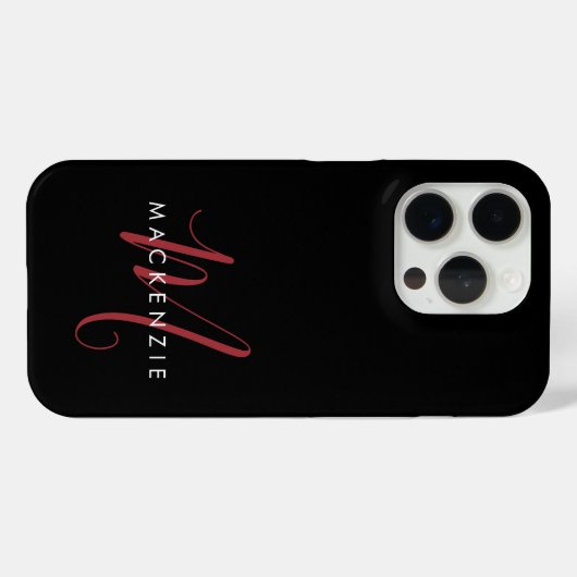 Elegantes, modernes Schwarzes Script Monogram Case-Mate iPhone Hülle (Rückseite (Horizontal))