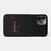 Elegantes, modernes Schwarzes Script Monogram Case-Mate iPhone Hülle (Rückseite (Horizontal))
