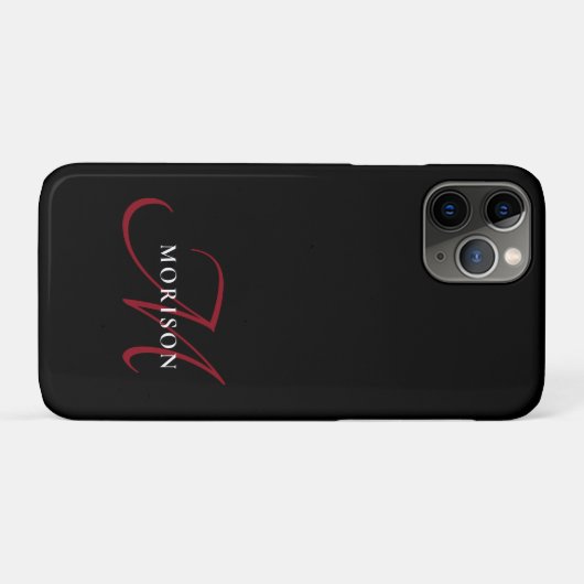 Elegantes, modernes Schwarzes Script Monogram Case-Mate iPhone Hülle (Rückseite (Horizontal))