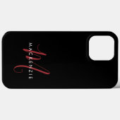 Elegantes, modernes Schwarzes Script Monogram Case-Mate iPhone Hülle (Rückseite (Horizontal))