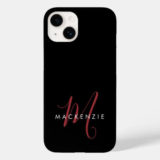 Elegantes, modernes Schwarzes Script Monogram Case-Mate iPhone Hülle (Rückseite)