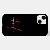 Elegantes, modernes Schwarzes Script Monogram Case-Mate iPhone Hülle (Rückseite (Horizontal))