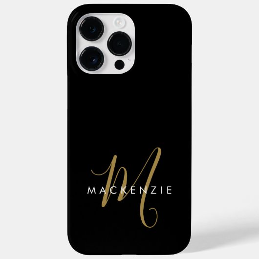 Elegantes, modernes Schwarzes Script Monogram Case-Mate iPhone Hülle (Rückseite)