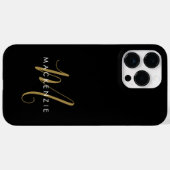 Elegantes, modernes Schwarzes Script Monogram Case-Mate iPhone Hülle (Rückseite (Horizontal))
