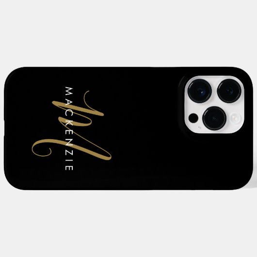 Elegantes, modernes Schwarzes Script Monogram Case-Mate iPhone Hülle (Rückseite (Horizontal))