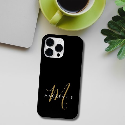 Elegantes, modernes Schwarzes Script Monogram Case-Mate iPhone Hülle