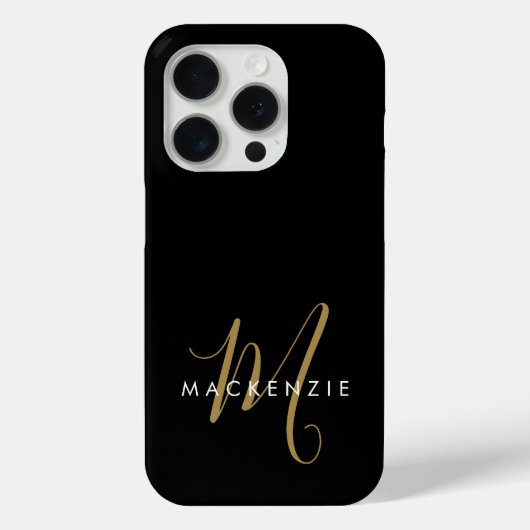 Elegantes, modernes Schwarzes Script Monogram Case-Mate iPhone Hülle (Rückseite)