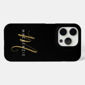 Elegantes, modernes Schwarzes Script Monogram Case-Mate iPhone Hülle (Rückseite (Horizontal))
