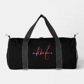 Elegantes, modernes Schwarzes Script Monogram Duffle Bag (Vorderseite)