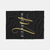 Elegantes, modernes Schwarzes Script Monogram Fleecedecke (Vorderseite (Horizontal))