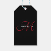 Elegantes, modernes Schwarzes Script Monogram Geschenkanhänger (Rückseite)