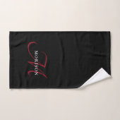 Elegantes, modernes Schwarzes Script Monogram Handtuch (Handtuch)
