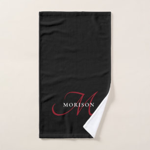 Elegantes, modernes Schwarzes Script Monogram Handtuch