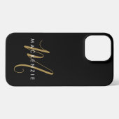 Elegantes, modernes Schwarzes Script Monogram iPhone Hülle (Rückseite (Horizontal))