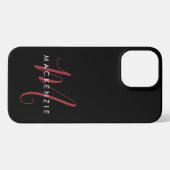 Elegantes, modernes Schwarzes Script Monogram iPhone Hülle (Rückseite (Horizontal))