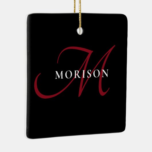 Elegantes, modernes Schwarzes Script Monogram Keramikornament (Rechts)