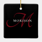 Elegantes, modernes Schwarzes Script Monogram Keramikornament (Rückseite)